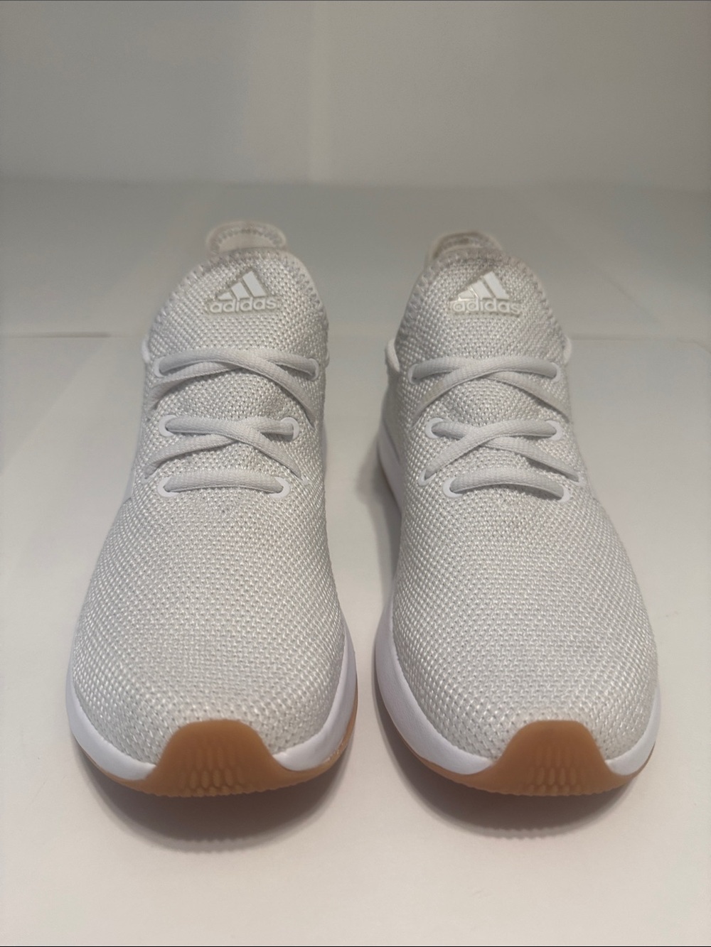 adidas Kids White Knit Sneakers with Gum Outsole